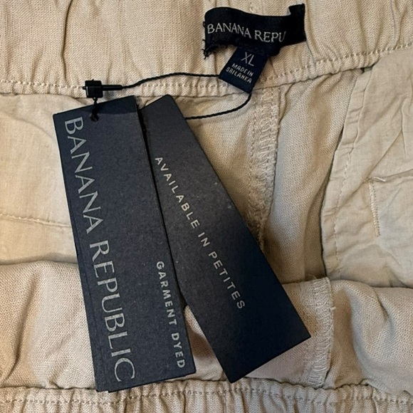 Banana Republic Beige Pull On High Rise Linen Cotton Drawstring Pockets NWT XL - Picture 5 of 9